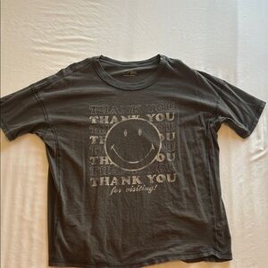 Aerie Charcoal Tee with Thank You Smiley